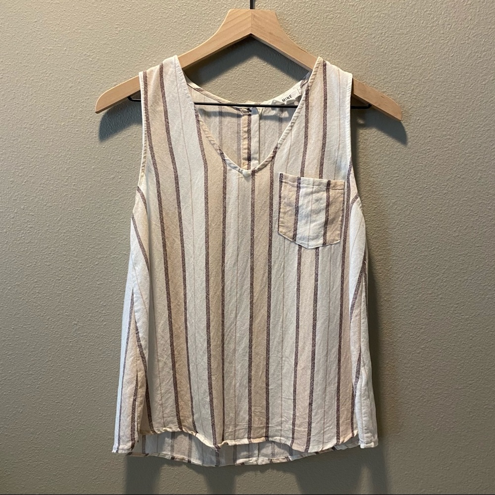 MINE striped button back tank- Small